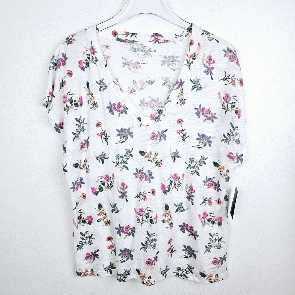 Lucky Brand Floral V-neck Shirt NWT